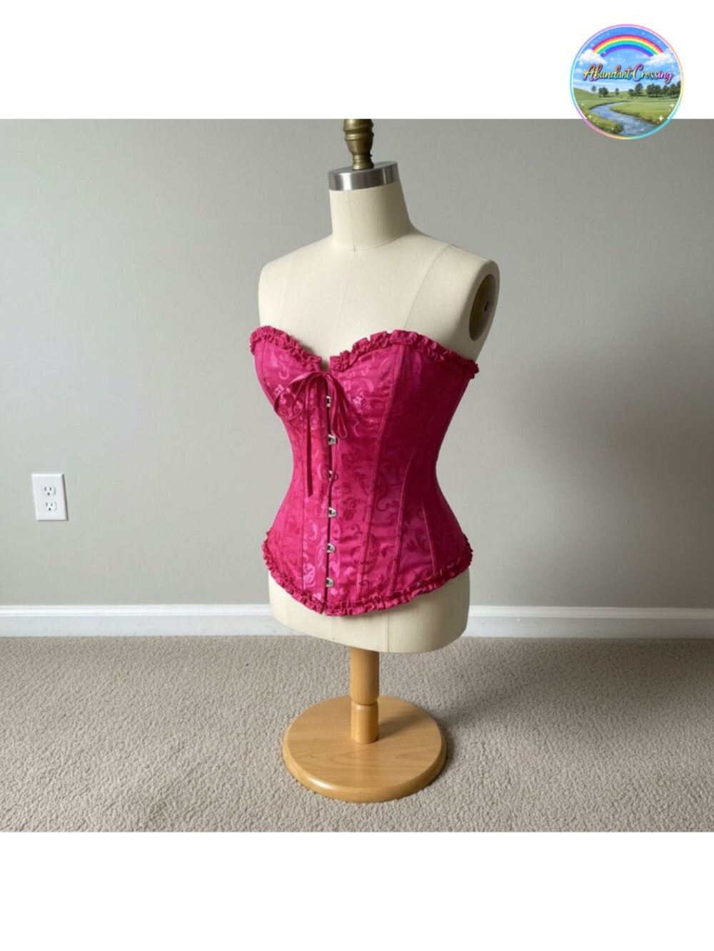 Women's Victorian Overbust Corset Top Brocade Lace-Up Bustier